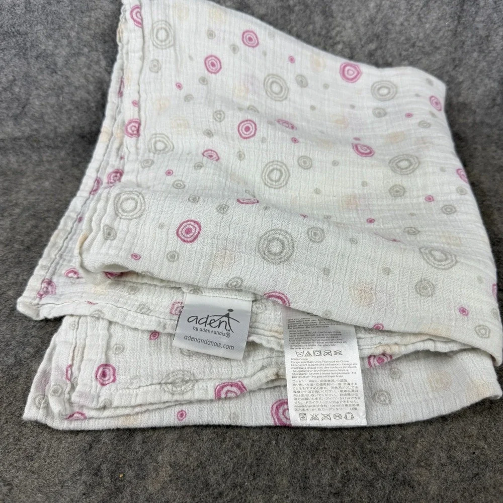 aden + anais Polka Dot Baby Blanket Muslin White Pink Gray Circle Swirl Bullseye